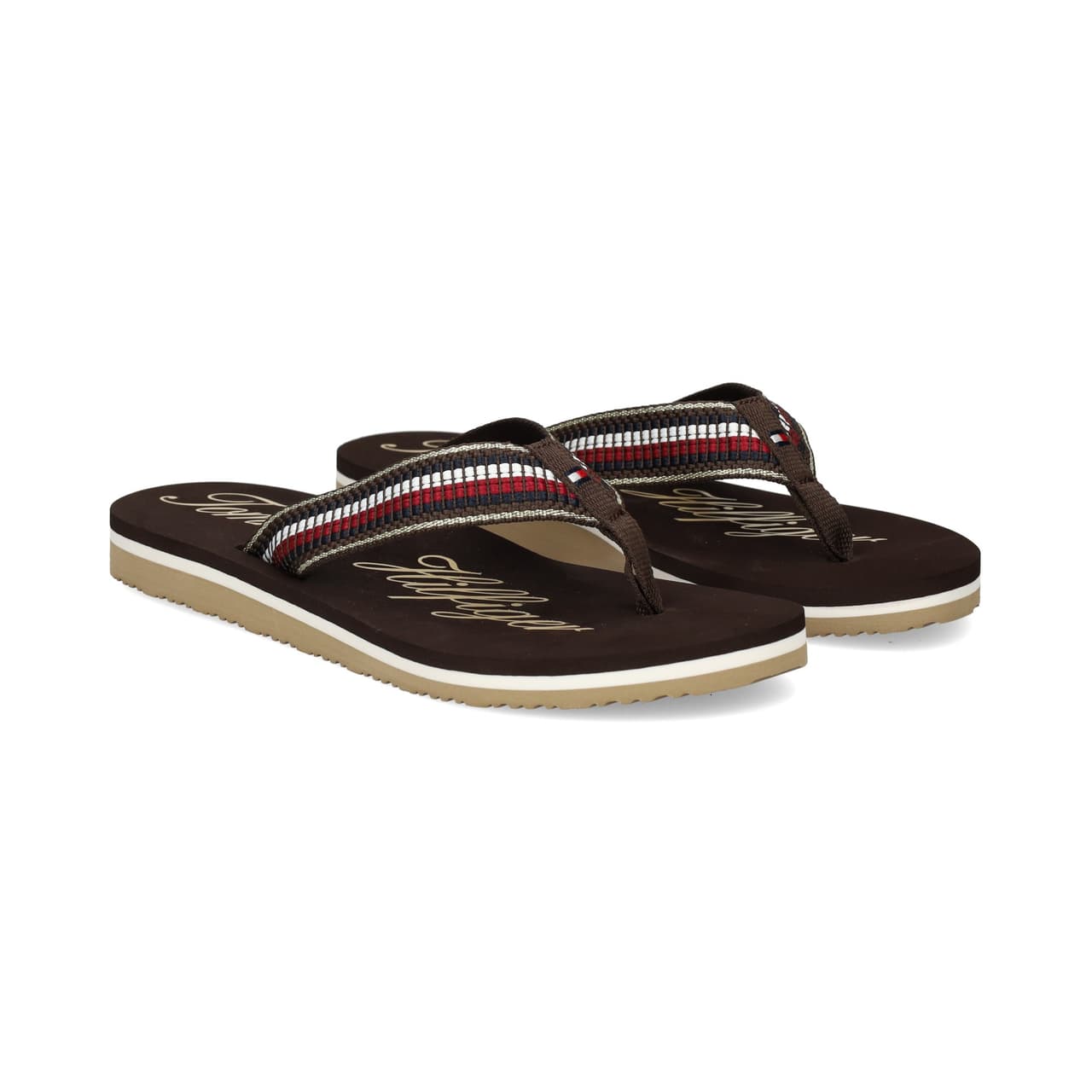 Tommy Hilfiger Flip Flop Webing Rayas Marron HJT Chocolate