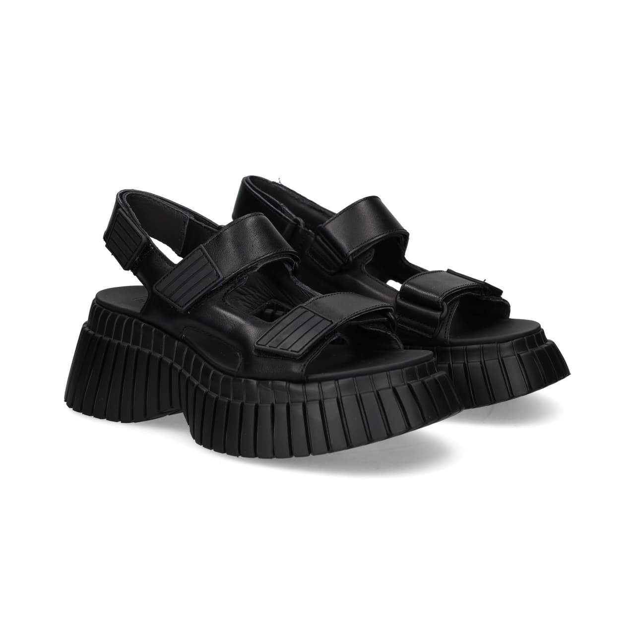 Camper Sandalia Plataforma Velcros Negro