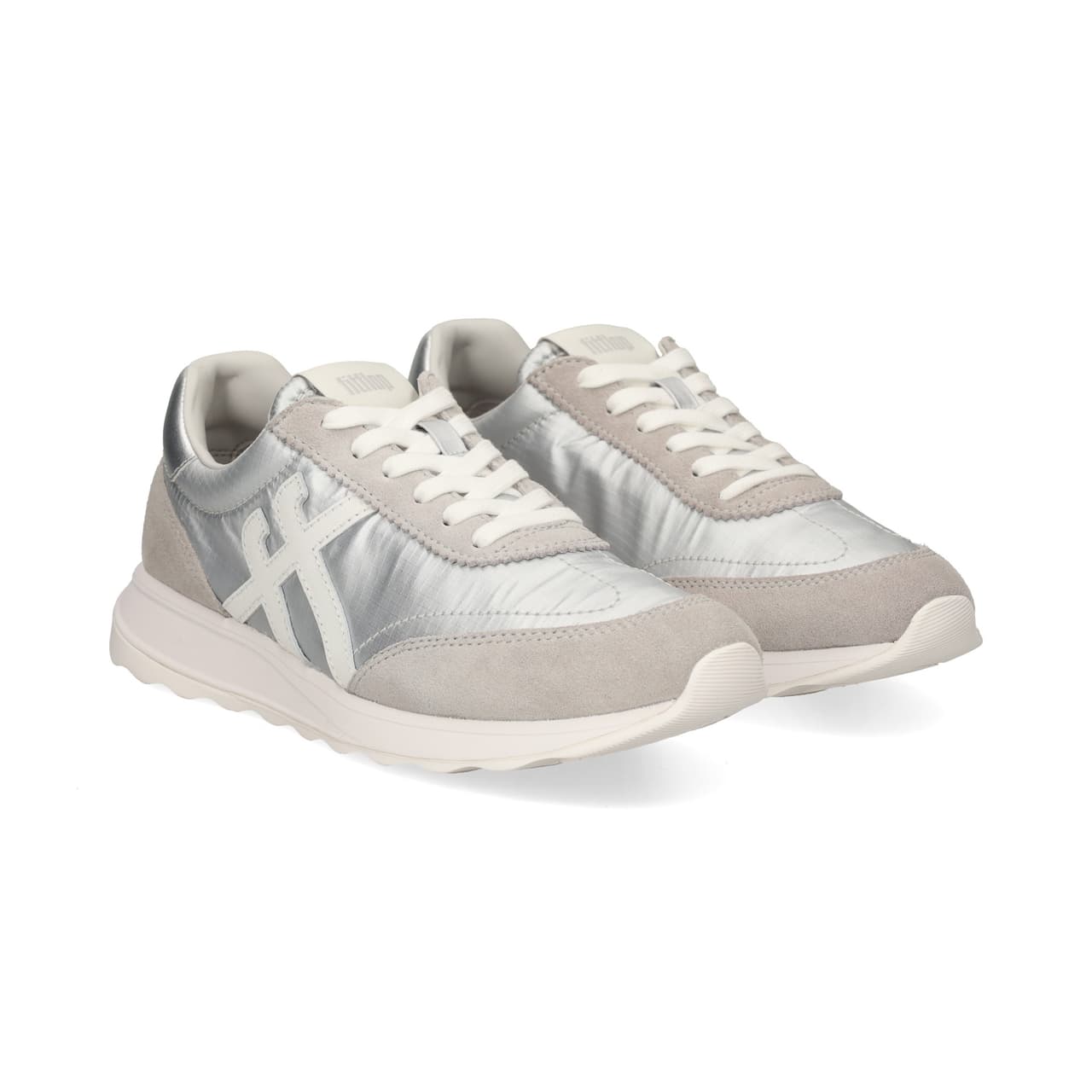 Fitflop Deportivo Ante+nylon Plata Silver/Whit
