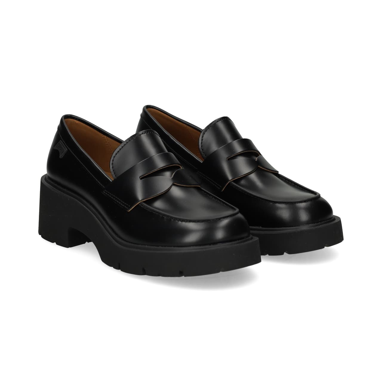 Camper Mocasin Plataforma+antifaz Piel Negro
