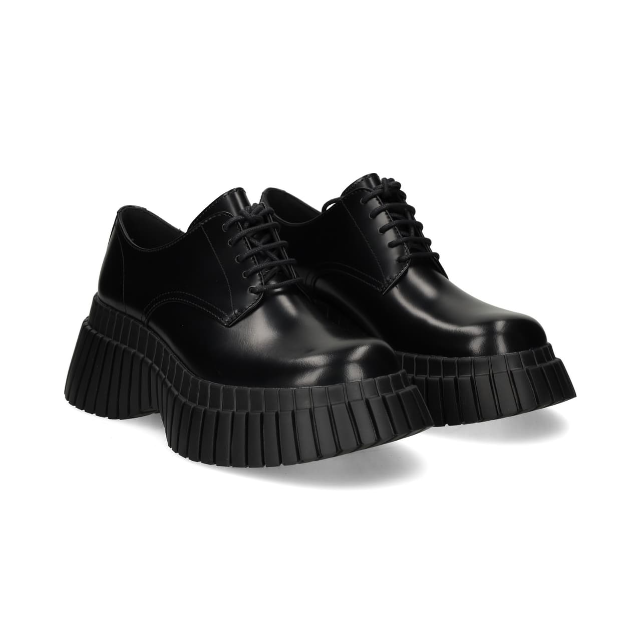 Camper Blucher Plataforma Piel Negro