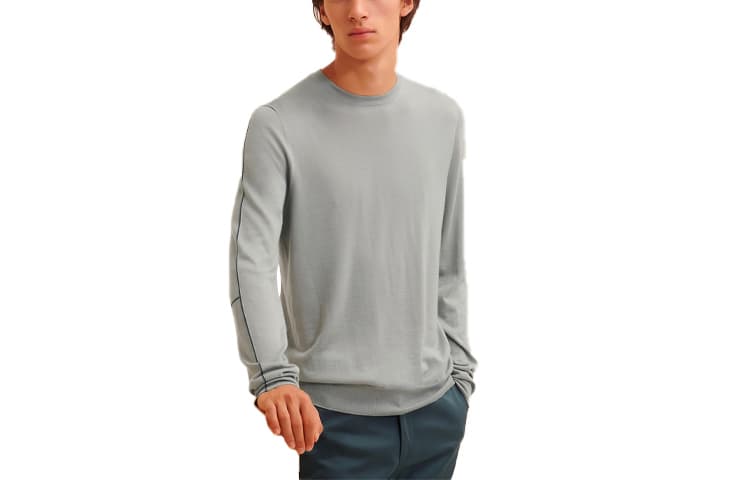 HERMES SS21 Cashmere Blend Long Sleeves Round Neck Rock Gray