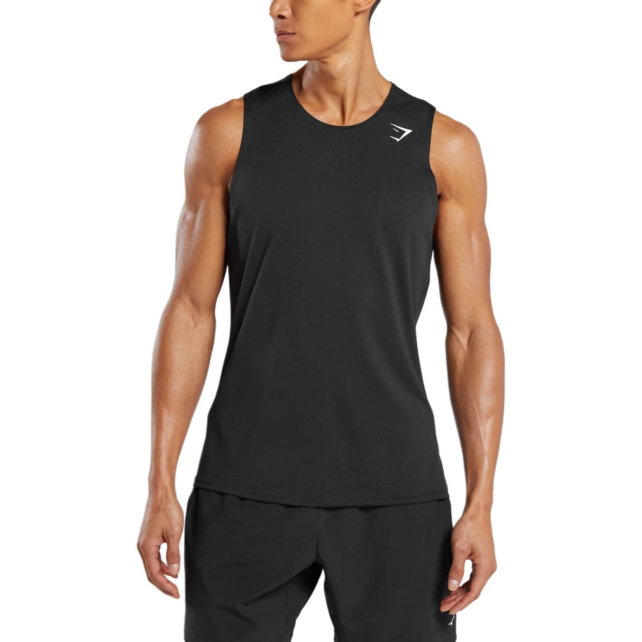 GYMSHARK Tank Tops Men's Black Crew Neck Moderate