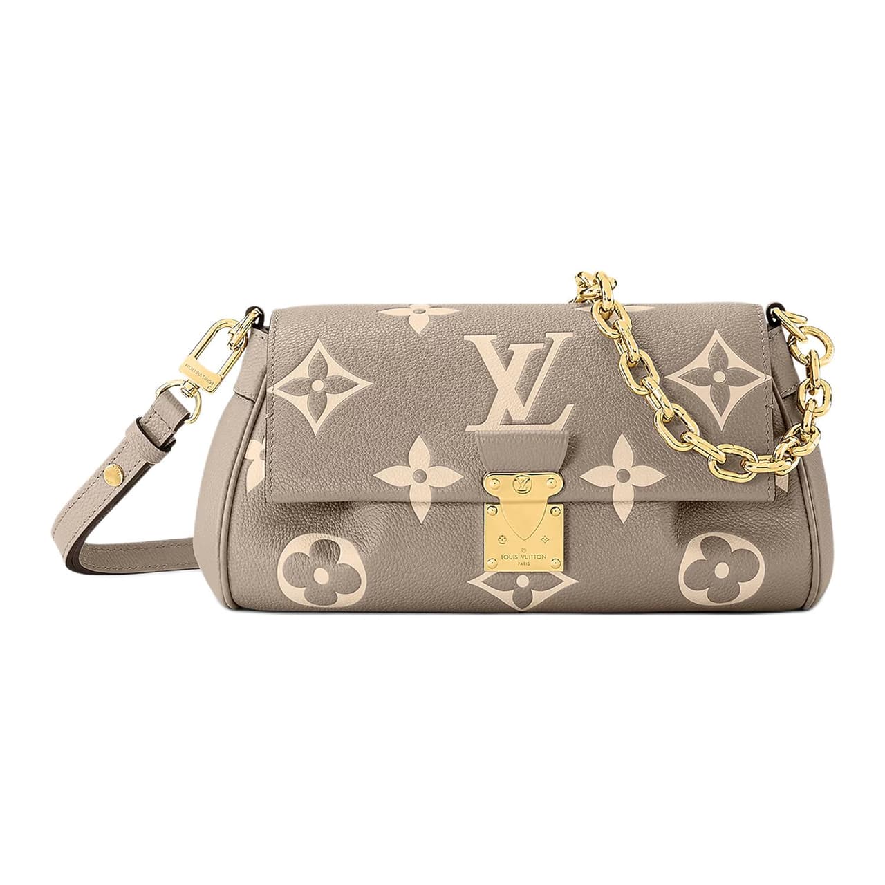 Louis Vuitton Favorite Monogram Empreinte Embossed Leather Tourterelle Gray/Cream