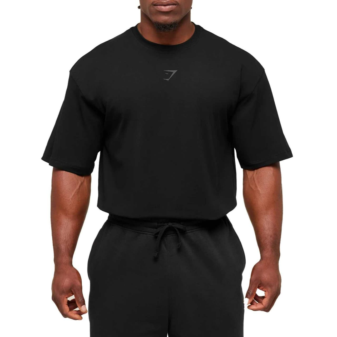 GYMSHARK T Shirts Men's Black Crew Neck Moderate