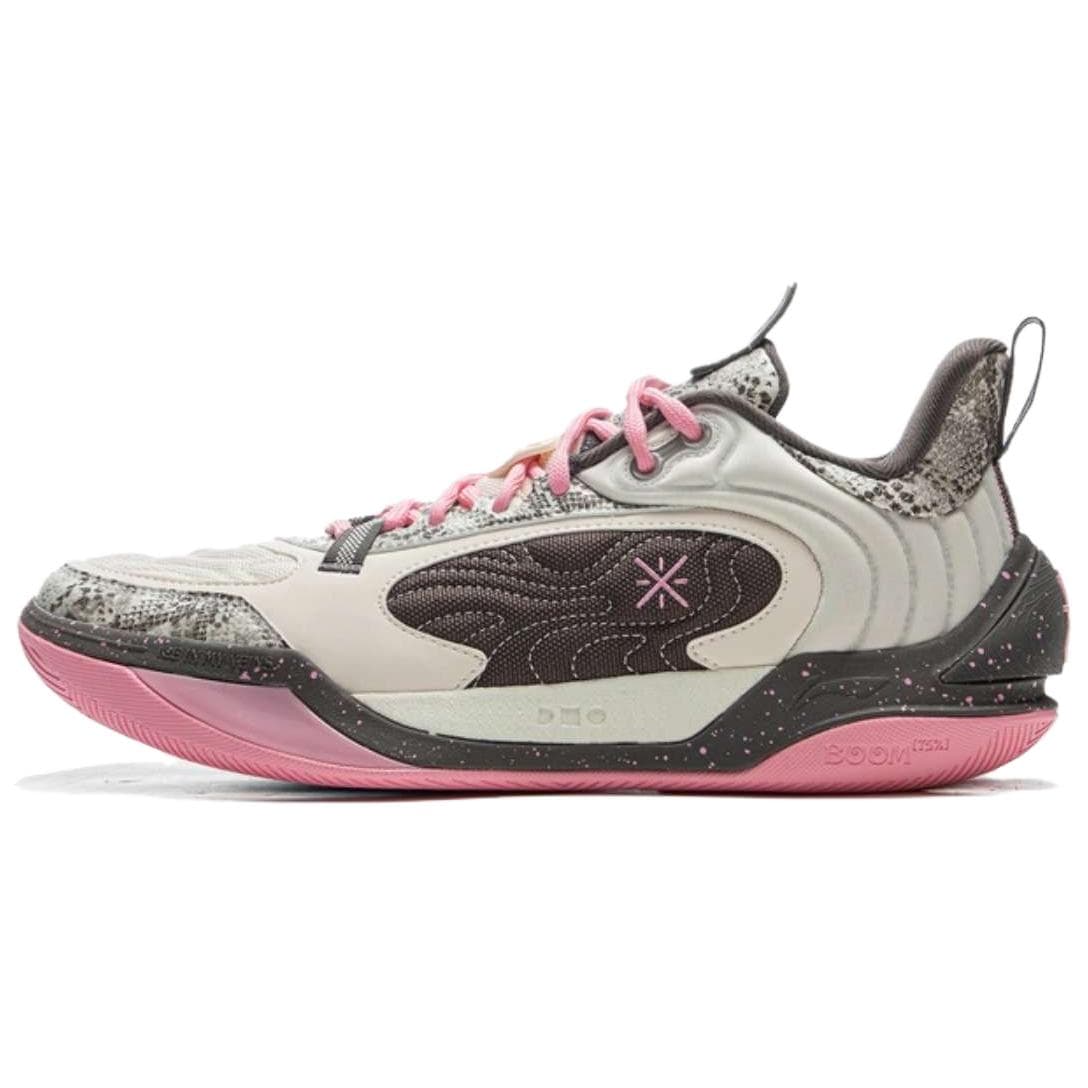 Li-Ning Li Ning Cushioning Slip Resistant Abrasion Resistant Low top Basketball Shoes Men's White Black Pink