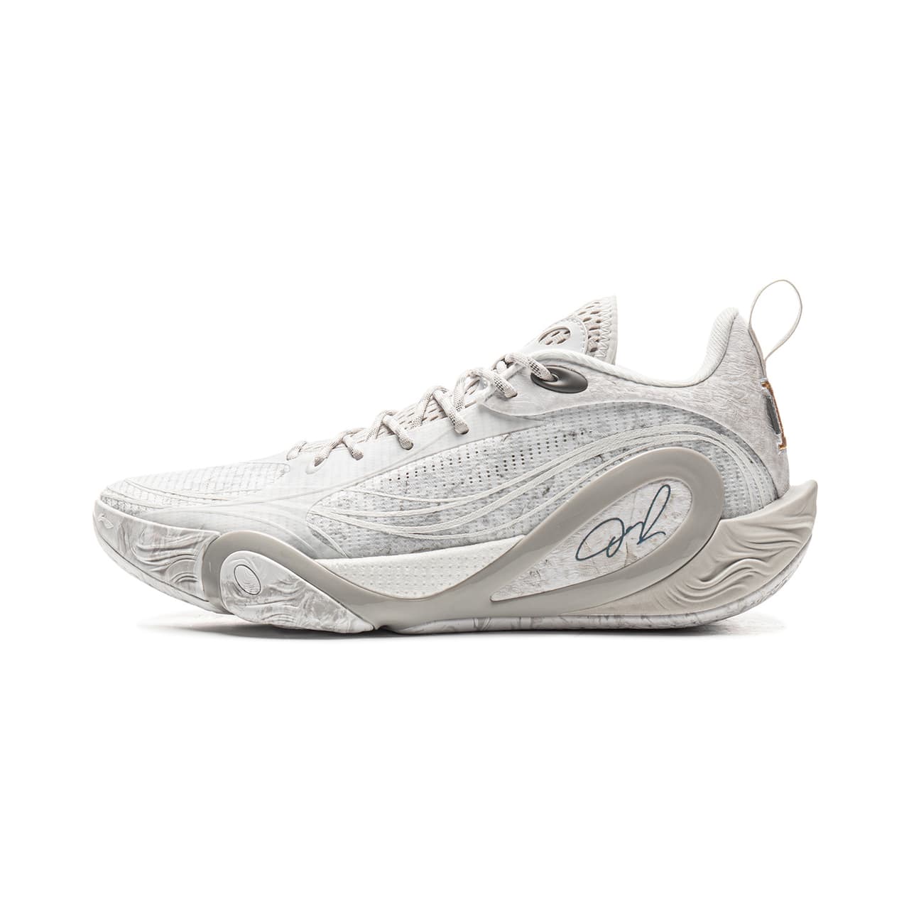 Li-Ning Li Ning DLO1 Cushioning Low top Basketball Shoes Men's White Gray