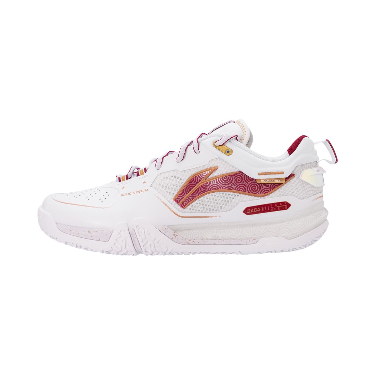 Li-Ning Li Ning Saga ⅢPRO Low top Badminton Shoes Unisex Standard White/Dark Crimson