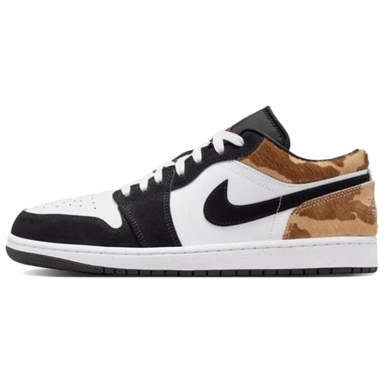 Jordan Air Jordan 1 Cushioning Low top Vintage Basketball Shoes Men's Black White Brown