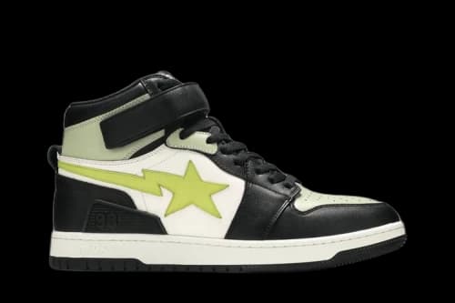 BAPE A Bathing Ape Block Sta Hi Black Lime