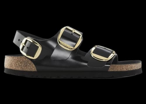 Birkenstock Milano Big Buckle Natural Leather Patent High Shine Black