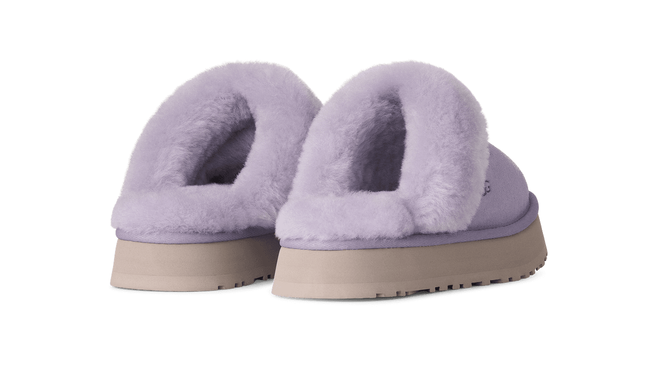 UGG Disquette Plush Trim Platform Sandals 'Warm Lilac' (Women's)