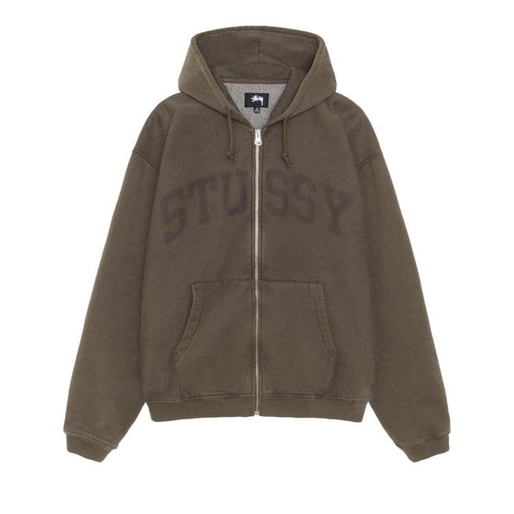 Stussy Faded Graphic Zip Hoodie Olive