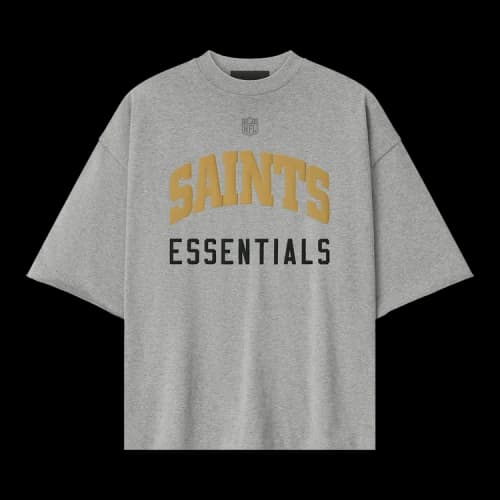 Fear of God Essentials Saints 90s 3/4 Sleeve Football Tee Concrete Heather
