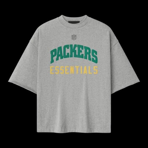Fear of God Essentials Packers 90s 3/4 Sleeve Football Tee Concrete Heather