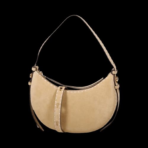 Tory Burch Romy Suede Pick Stitch Half Moon Bag Butter