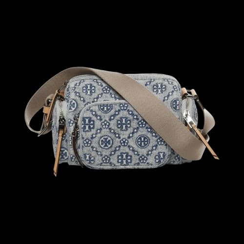 Tory Burch T Monogram Denim Pocket Crossbody Powder Blue