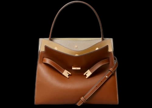Tory Burch Lee Radziwill Small Double Bag Aged Tan