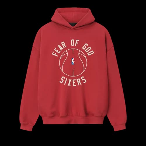 Fear of God Essentials Sixers x Barkley Hendricks 90s Hoodie Faded Garnet
