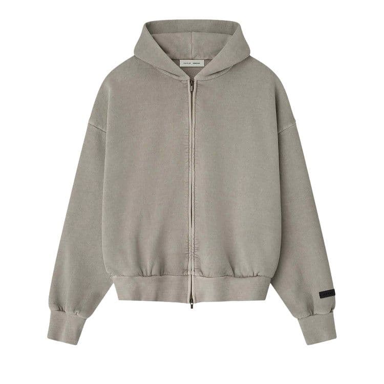 Fear of God Essentials Embroidered Classic Full Zip Hoodie Smoke Grey