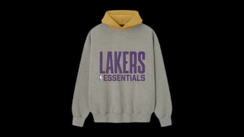 Fear of God Essentials Lakers Sport Hoodie Concrete Heather/Canyon