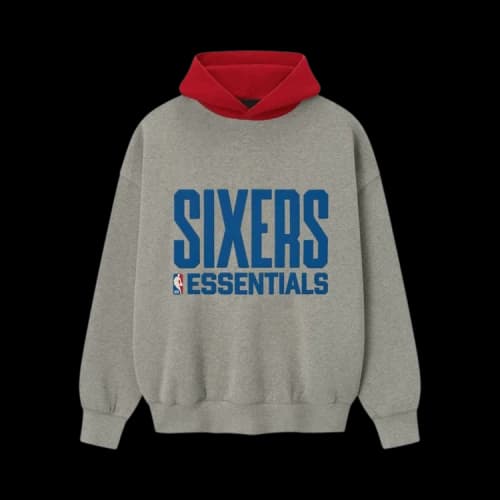 Fear of God Essentials Sixers Sport Hoodie Concrete Heather/Red