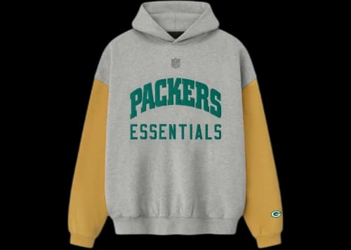 Fear of God Essentials Packers Sport Hoodie Concrete Heather/Canyon