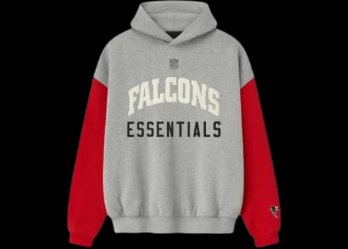 Fear of God Essentials Falcons Sport Hoodie Concrete Heather/Red