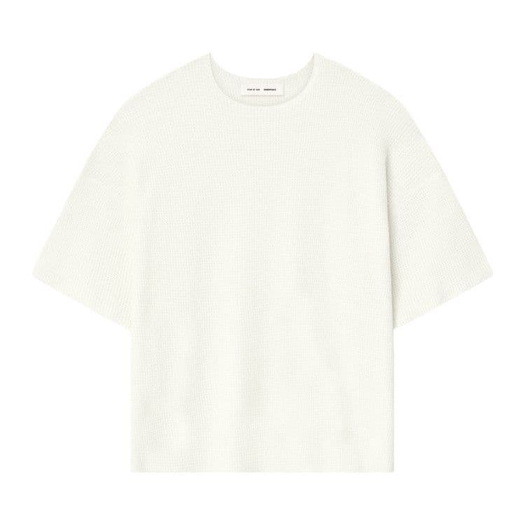 Fear of God Essentials Waffle Short Sleeve Sweater Cloud White