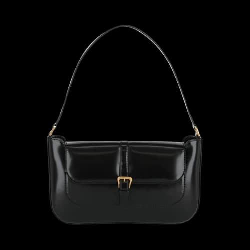 ByFar Miranda Patent Shoulder Bag Black