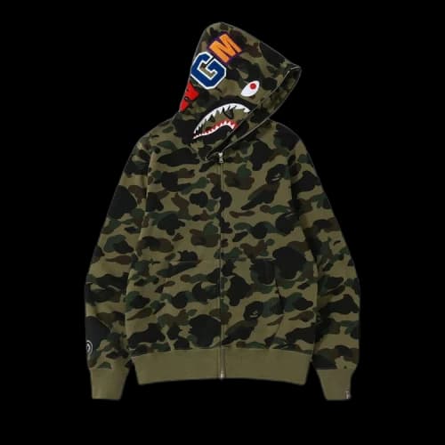 BAPE 1st Camo Shark Full Zip Hoodie 'Green'