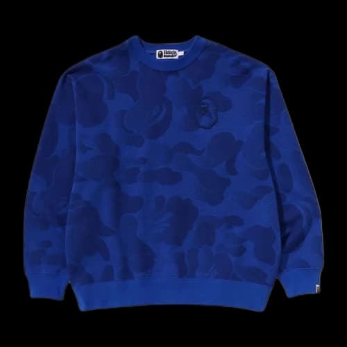BAPE Ink Camo Ape Head Badge Crewneck 'Blue'