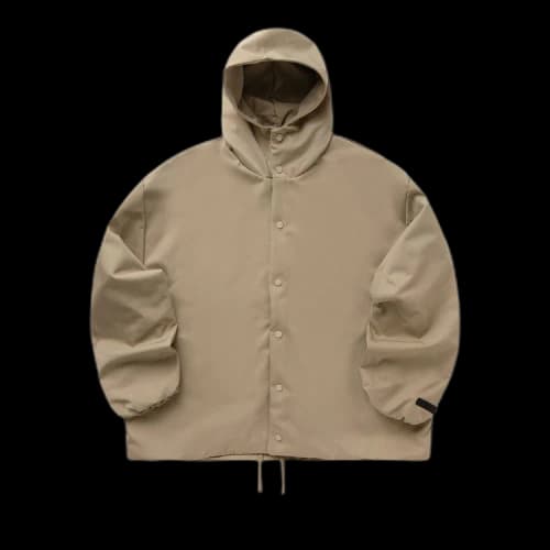 Fear of God Essentials Textured Nylon Hooded Coaches Jacket Desert Sand