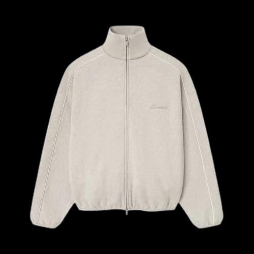 Fear of God Essentials Modern Fleece Piping Track Jacket Heather Stone/Cloud White