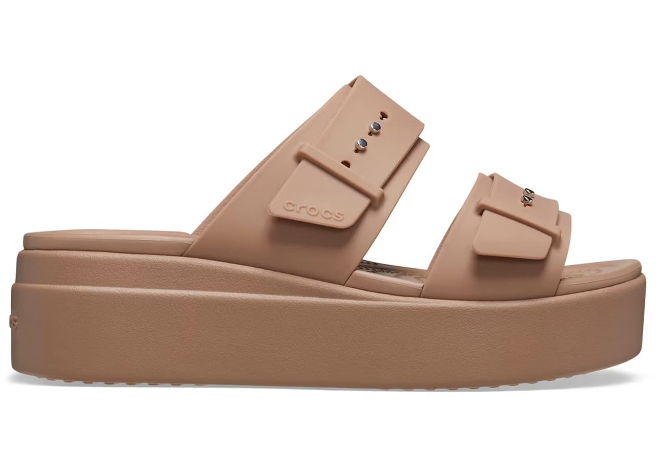 Crocs Brooklyn Buckle Low Wedge Sandal Latte (Women's)