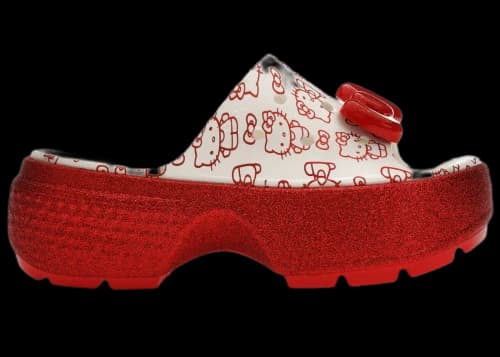 Crocs Stomp Slide Hello Kitty 50th Anniversary Red Glitter