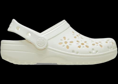 Crocs Classic Clog Floral Cut Out Chalk