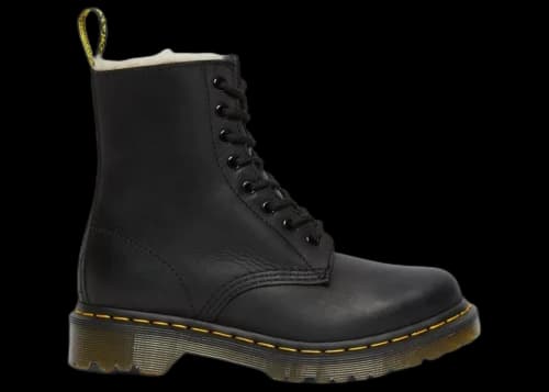 Dr. Martens 1460 Serena Burnished Wyoming Faux Fur Lined Lace Up Boot Black (Women's)
