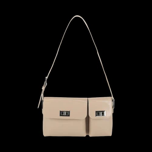 ByFar Billy Patent Leather Shoulder Bag Taupe