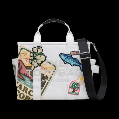 Marc Jacobs The Medium Tote Camp Patchwork Denim Tote Bag Light Wash