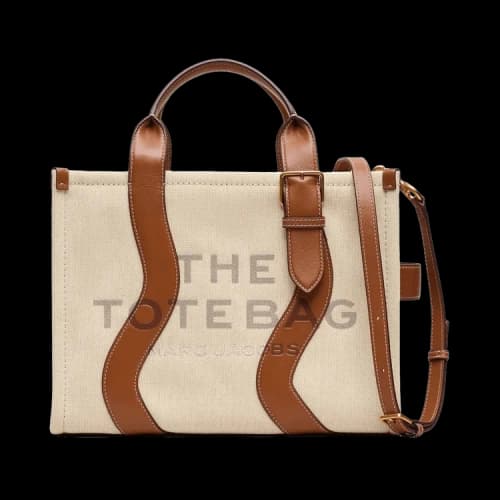 Marc Jacobs The Medium Tote Wavy Canvas Tote Bag Beige/Arga