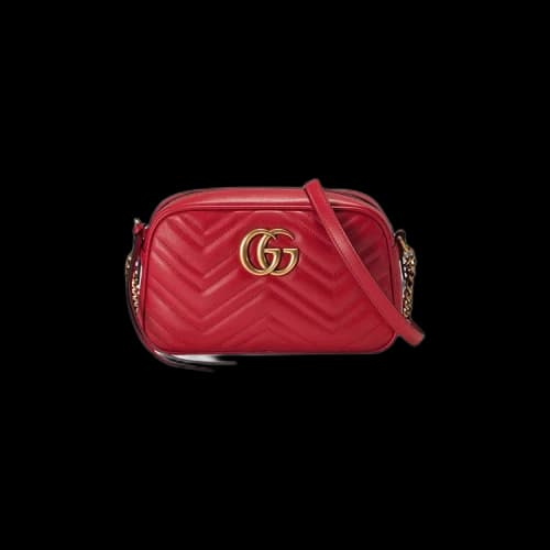 Gucci GG Marmont Small Matelassé Shoulder Bag 'Hibiscus Red'