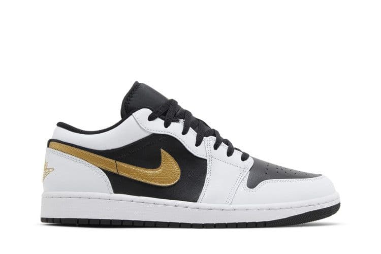 Jordan 1 Low White Black Metallic Gold Swoosh