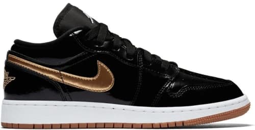 Jordan 1 Retro Low Black Gold Patent (GS)