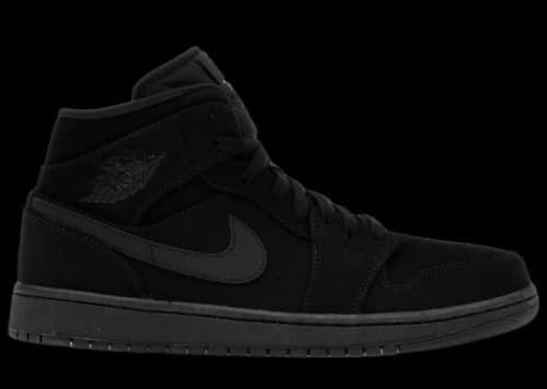 Jordan 1 Mid Black Black White