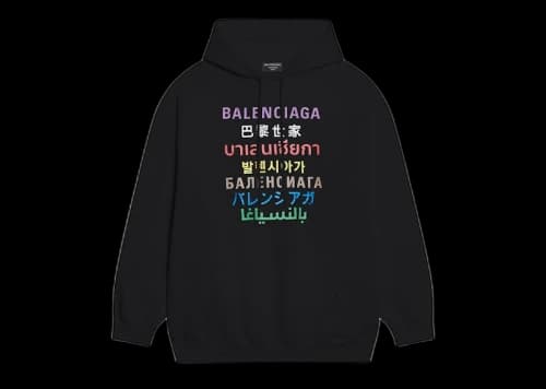 Balenciaga Languages Medium Fit Hoodie Black Multi