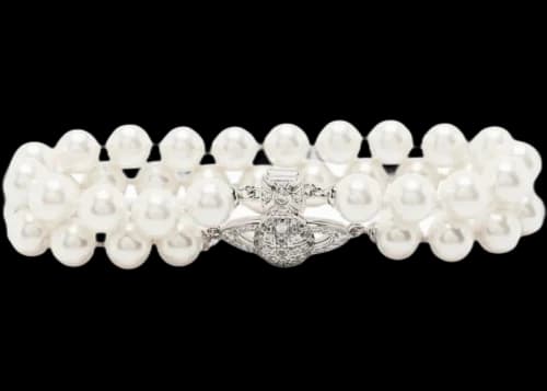 Vivienne Westwood Women's Graziella Pearl Bracelet Platinum/Creamrose Pearl/White Cz