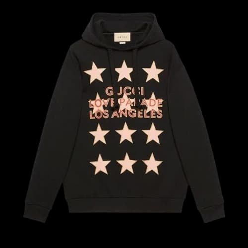 Gucci Womens Love Parade Logo Cotton Jersey Sweatshirt Black