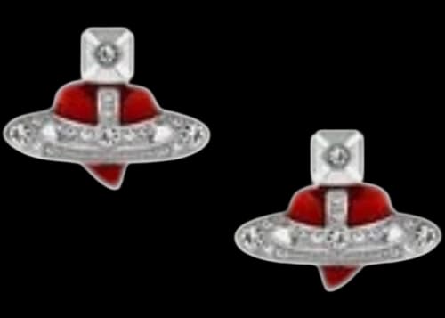Vivienne Westwood Women's New Diamante Heart Earrings Platinum/Crystal Crystal/Indian Pink