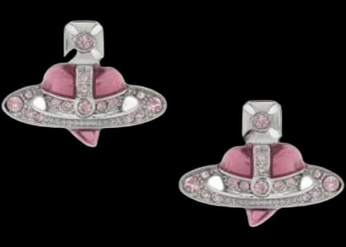 Vivienne Westwood Women's New Diamante Heart Earrings Platinum/Vintage Rose Crystal/Light Rose